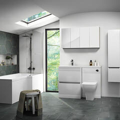 Pemberton L shape Bath Bathroom Furniture Suite White