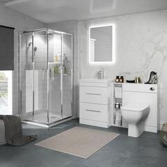 Bathroom White Shower Suite with Storage
