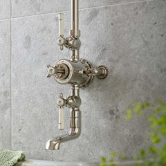 Axbridge Traditional Exposed Shower Column 3 Outlet (Head, Handset and Bath Spout), Chrome or Nickel Finish