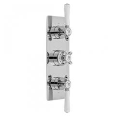 Axbridge Traditional Concealed Thermostatic Shower Valve 3 Outlet, 3 Handle, Chrome or Nickel Finish