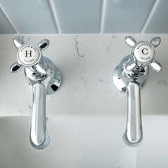 Axbridge Traditional Basin Pillar Taps Crosshead, Chrome or Nickel Finish