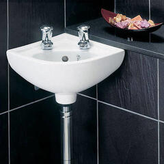 2 Taphole Compact Corner Basin Room Scene 2 Taphole Small Cloakroom Corner Basin Room Scene