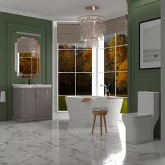 Product image for Chester Traditional Bathroom Suite Cashmere 800 Vanity Unit Close-coupled Toilet 1700 Double Ended Freestanding Bath