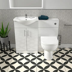 Kiana 1050 White Vanity Unit and BTW Toilet