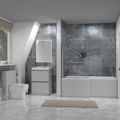 Bathroom  Suite in light grey for a medium bathroom