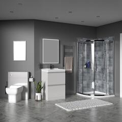 Shower Suite in Pearl Grey with Vanity Unit and Back to wall toilet