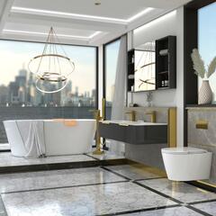 Jivana Suite Freestanding Bath 1200 Double Grey Vanity Wall Hung Toilet