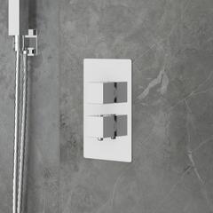 Ribble Square Chrome Thermostatic Shower Valve Dual