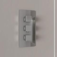 Ribble Square Chrome Thermostatic Shower Valve Triple