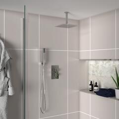 Ribble 2 Outlet Ceiling Shower Set Head Handset Bracket