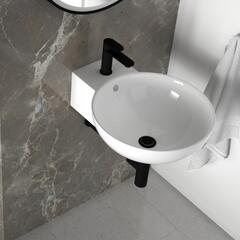 Tesla Round Wash Basin with Black Tap