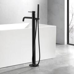 JTP Vos Matt Black Floor Standing Shower Bath Mixer Tap with Handset