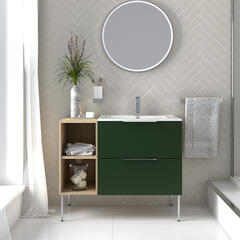 Alani 900 Green Sink Cabinet and Storage