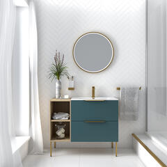 Alani 900 Petrol Blue Vanity Unit with Storage