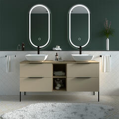 Alani 1500 Sand Double Vanity Unit with Shelves