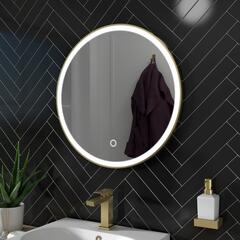 BC Round Gold LED Antifog Mirror