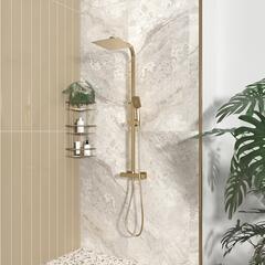 Twiss Gold Square Shower Rail Kit