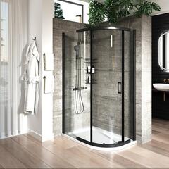 Odessa Black Offset Quadrant Shower Enclosure 1200 800