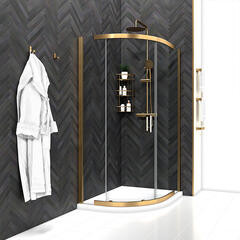 Odessa Brushed Brass 900 Quadrant Shower Enclosure