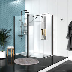 Radiant Black 1700 Hinged Walkin Corner Shower Enclosure