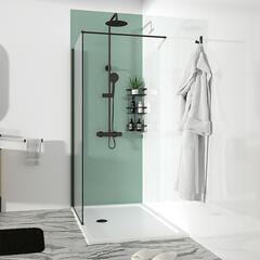 Radiant Black 1400 Hinged Walkin Recess Shower Enclosure