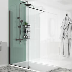 Radiant Black 1600 Hinged Walkin Recess Shower Enclosure