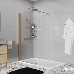 Radiant Brushed Brass 1600 Walk In Recess Main with Closed Flipper