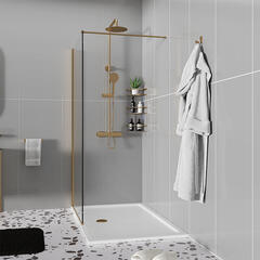 Radiant Brushed Brass 1500 Hinged Walkin Recess Shower Enclosure