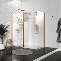 Radiant Brushed Brass 1600 Hinged Walkin Corner Shower Enclosure