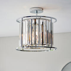 Multi arm glass Semi flush Light: 3 Bulb