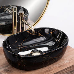 Knox Black Marble Gloss Countertop Basin