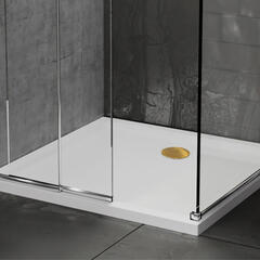 Stone Resin Square Easy Plumb Tray 700 x 700 with Optional Gold Waste