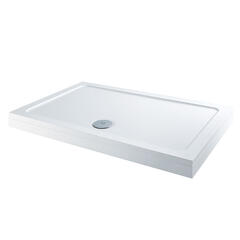 Stone Resin Rectangular Easy Plumb Tray 1600, 1700, 1800 with Optional Chrome Waste