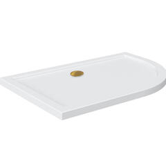 offset quadrant 1200 righthand shower tray gold waste