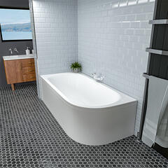 Biscay Double-ended Left-Hand Bath with Optional Beauforte Reinforcement: 1600, 1700