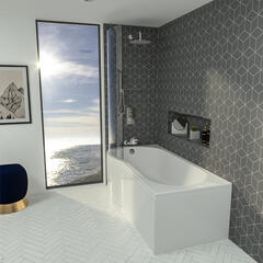 Shannon P-shape Left-hand Bath with Optional Beauforte Reinforcement: 1500, 1700