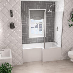 Portland 1500 Right-hand L-shape Shower Bath with Optional Beauforte Reinforcement