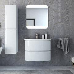 Front View of White Vague 690mm Basin Unit by Baden Haus