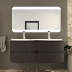 baden haus vague 1400 graphite double vanity unit: 4 drawers, handleless