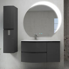 baden haus vague 1030 anthracite vanity unit: left hand basin, 2 drawers, handleless