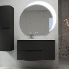baden haus vague 1030 graphite vanity unit: left hand basin, 2 drawers, handleless