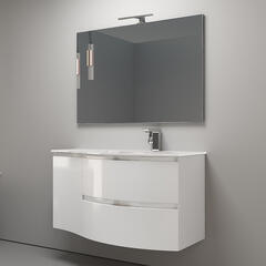 baden haus vague 1030 white gloss vanity unit: left hand basin, 2 drawers, handleless