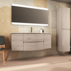 baden haus vague 1400 bleached oak vanity unit: central basin, handleless