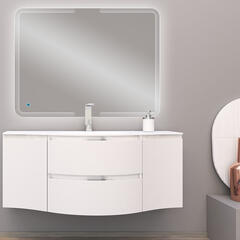 baden haus vague 1400 white gloss vanity unit: central basin, handleless