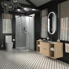 alani chrome offset shower suite 1200 vanity unit