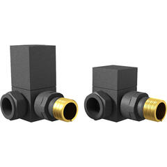 square anthracite corner radiator valve pack (pairs)