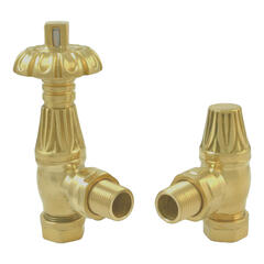 westminster thermostatic radiator valve, brushed brass, angled