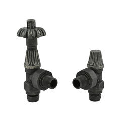westminster thermostatic radiator valve, pewter, angled