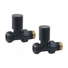 pattern radiator valve - straight - black