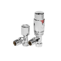 chrome angled thermostatic radiator valve pack (pairs)